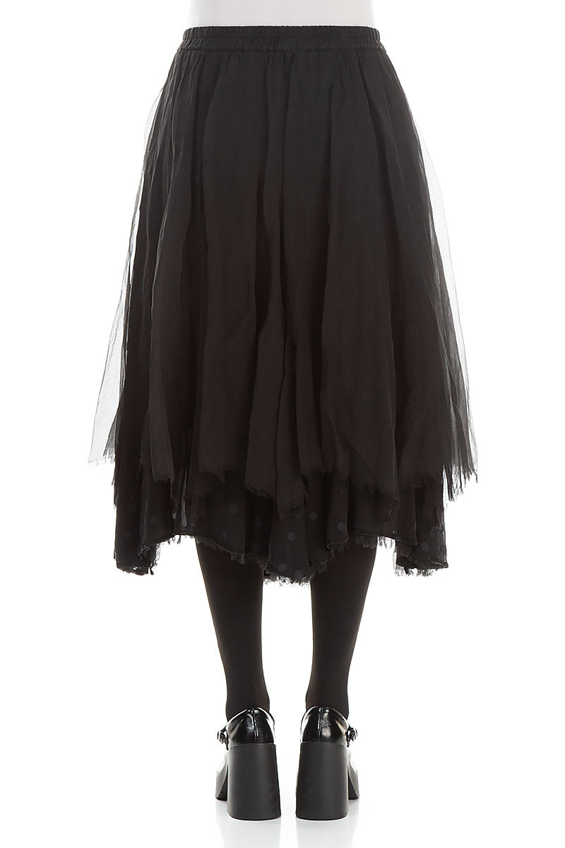 Flared Black Silk Chiffon Skirt 2
