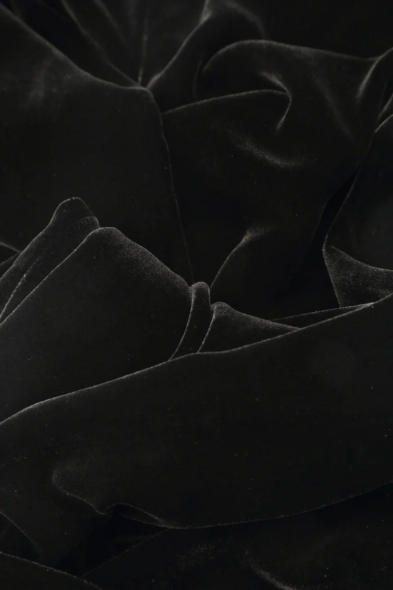 Flared Black Stretch Silk Velvet Trousers 5