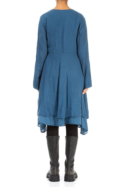 Flared Blue Gauze Linen Tunic Dress 2