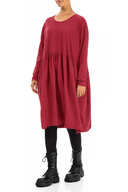 Flared Boxy Ruby Cotton Dress 3
