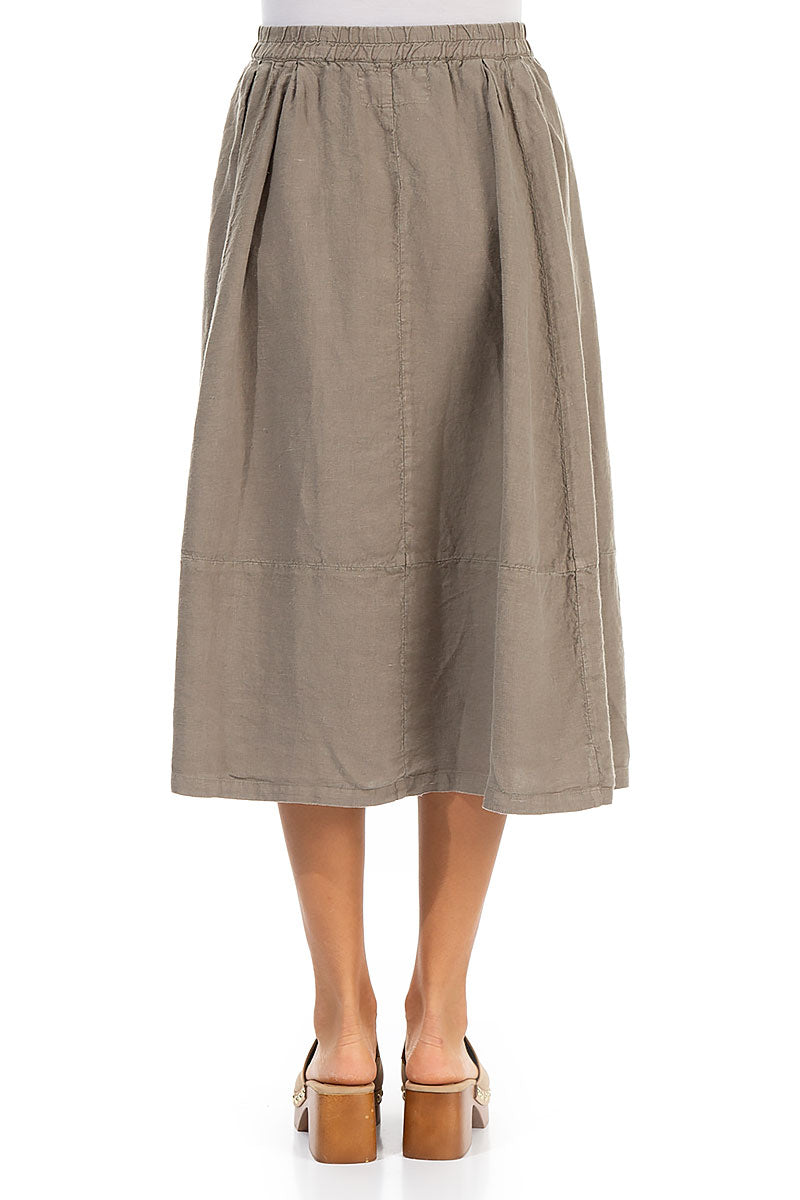 Flared Brown Linen Skirt 2