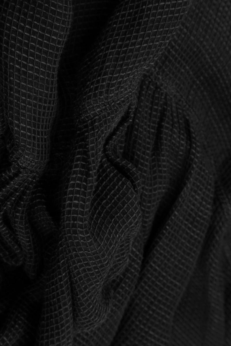 Flared Butterfly Black Mesh Silk Dress