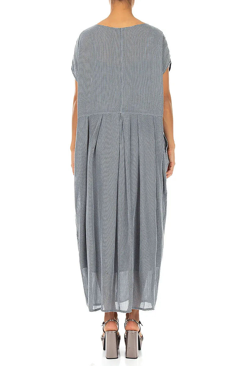 Flared Butterfly Silver Grey Mesh Silk Dress