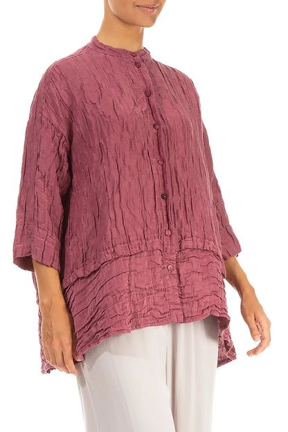 Chemise en soie rubis antique froissée évasée