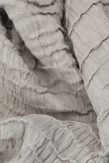 Flared Crinkled Beige Silk Shirt 5