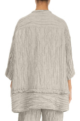 Flared Crinkled Beige Silk Shirt 2