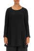Flared Crinkled Black Silk Tunic 1