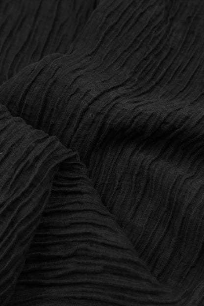 Flared Crinkled Black Silk Tunic 5