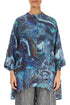 Flared Crinkled Blue Reverie Silk Shirt 1