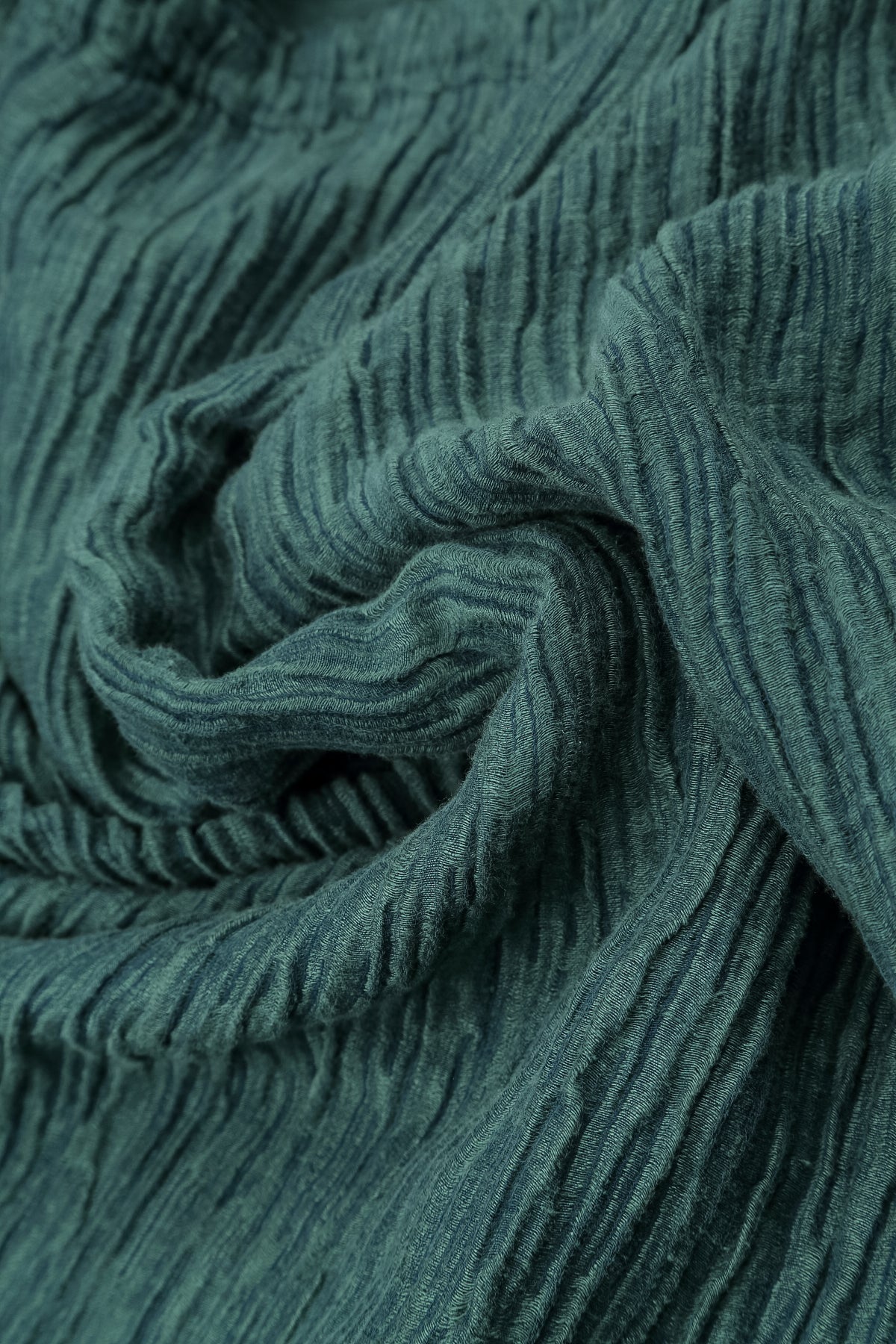 Flared Crinkled Deep Turquoise Silk Shirt