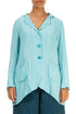 Flared Crinkled Ice Blue Silk Jacket 1
