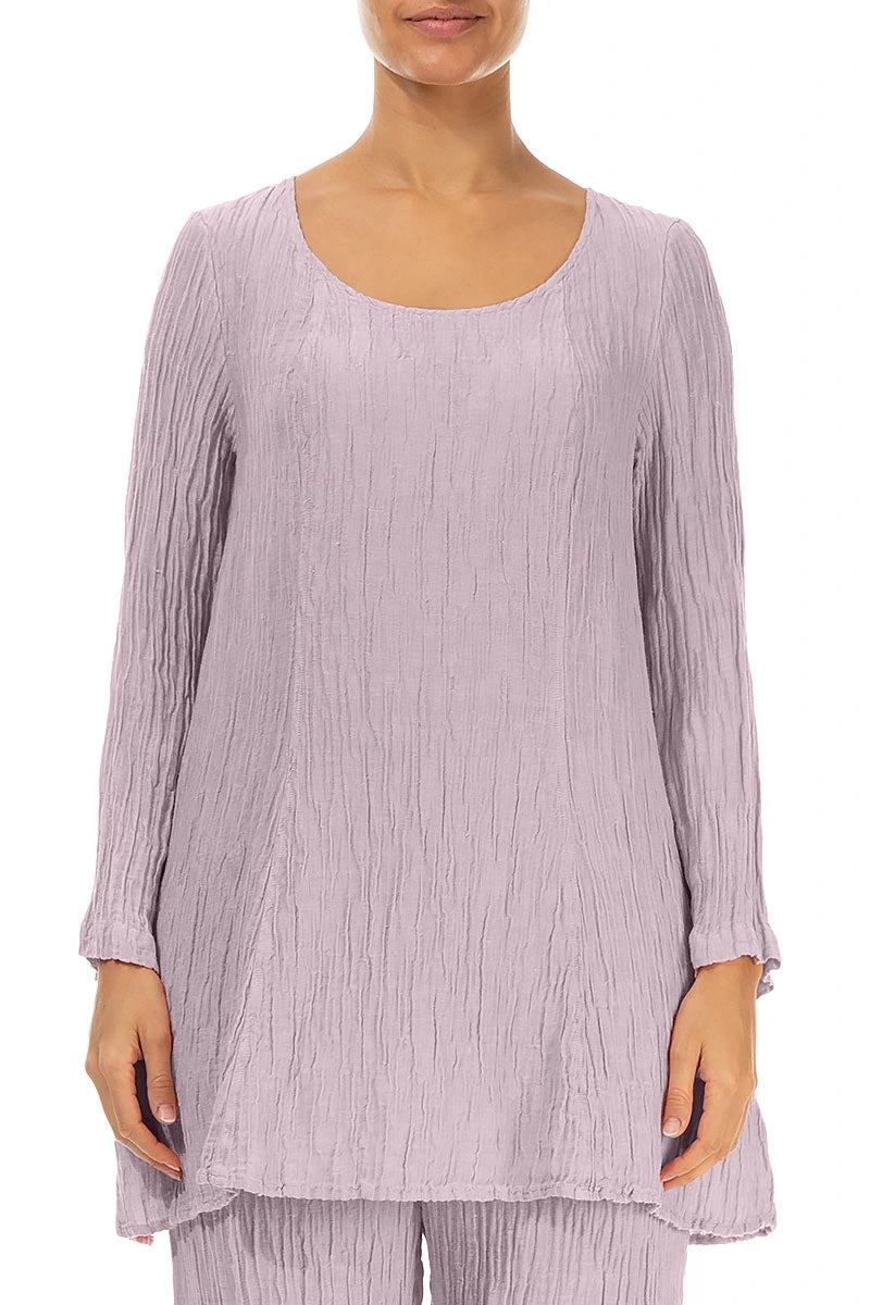 Flared Crinkled Lilac Silk Tunic 1