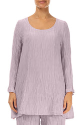 Flared Crinkled Lilac Silk Tunic 1