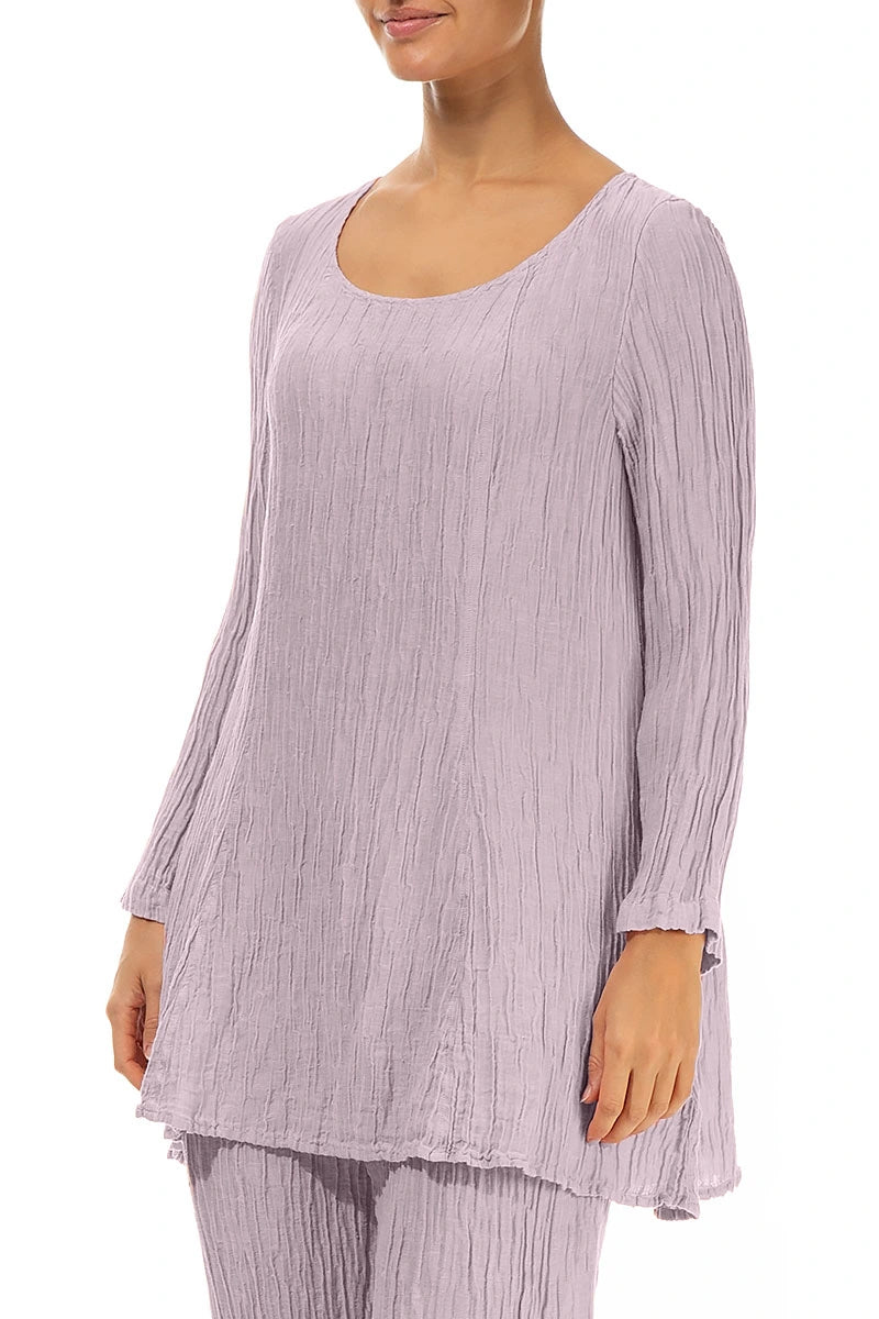 Flared Crinkled Lilac Silk Tunic 3