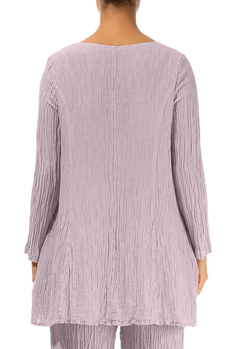 Flared Crinkled Lilac Silk Tunic 2