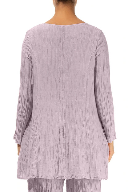 Flared Crinkled Lilac Silk Tunic 2