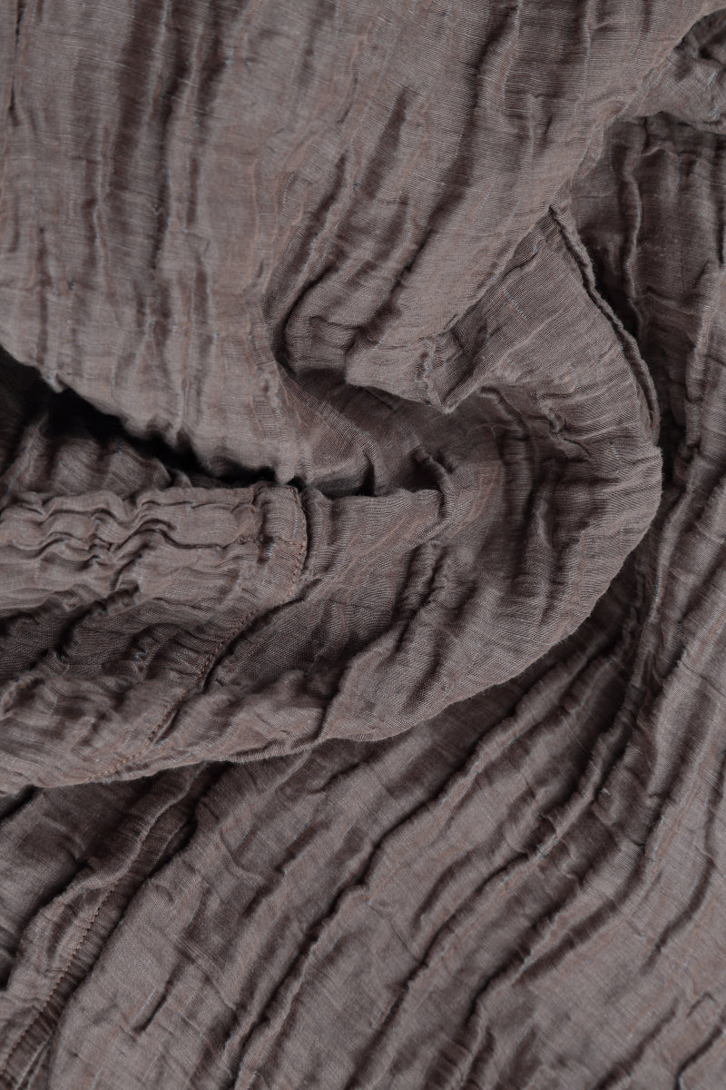 Flared Crinkled Truffle Silk Shirt 5