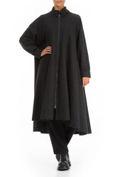 Flared Dark Grey Wool Coat 4