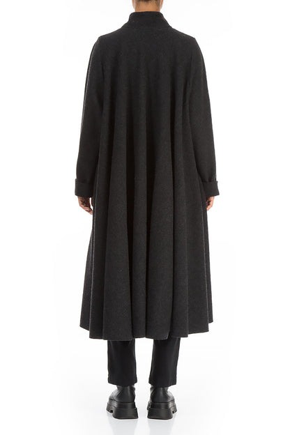 Flared Dark Grey Wool Coat 2