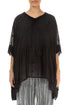 Flared Dotty Black Silk Cotton Blouse 1