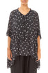 Flared Dotty Black Silver Silk Cotton Blouse 1