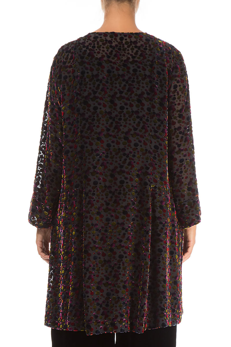 Festliche, ausgestellte Jacke aus Devoré-Seidensamt