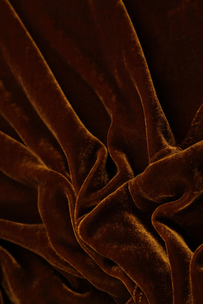 Flared Golden Olive Silk Velvet Dress 6