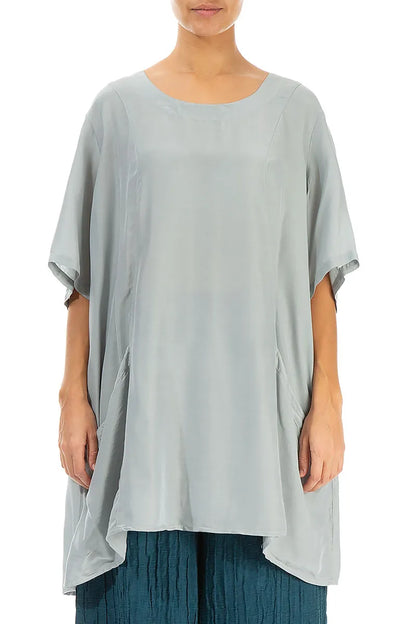 Flared Light Grey Silk Bamboo Tunic 1