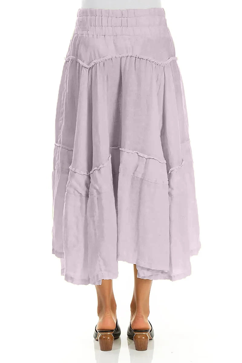 Flared Lilac Crêpe Linen Skirt 2