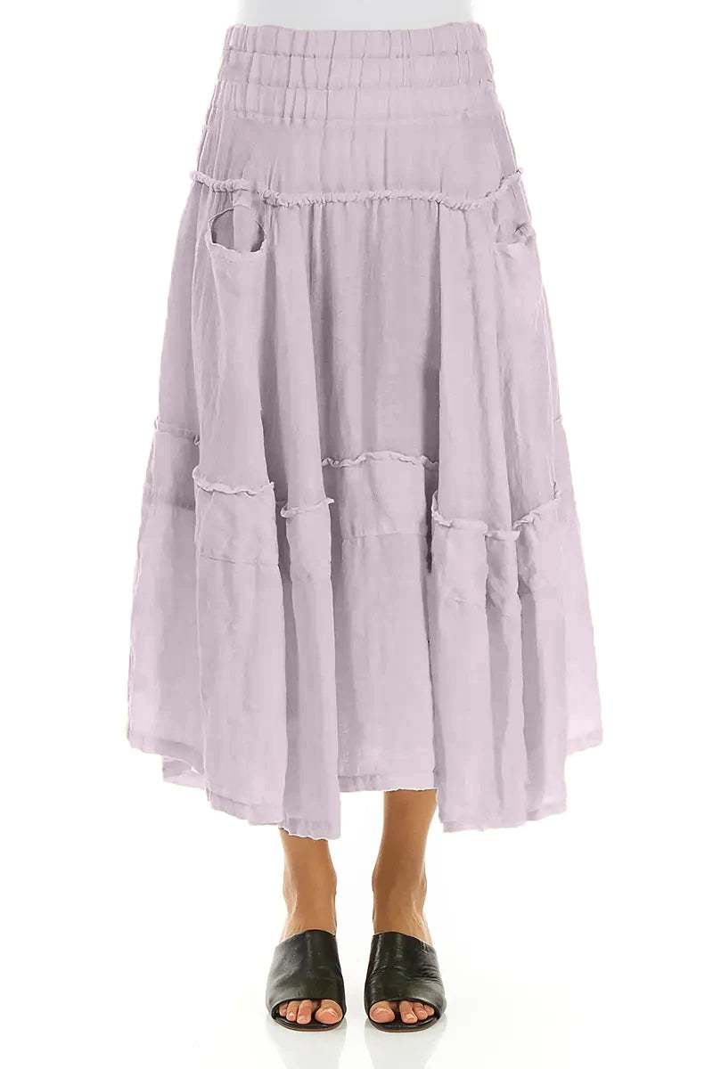 Flared Lilac Crêpe Linen Skirt 1