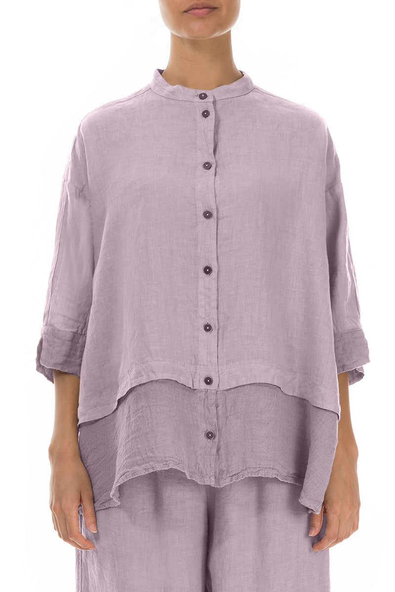 Flared Lilac Linen Shirt