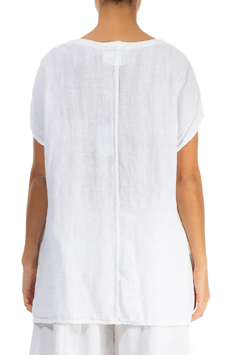 Flared Loose White Linen Blouse 2