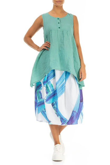 Flared Mint Gauze Linen Top