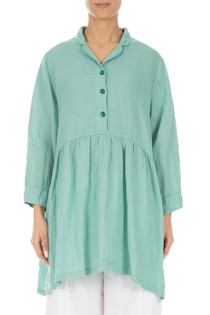 Blouse en lin évasée menthe