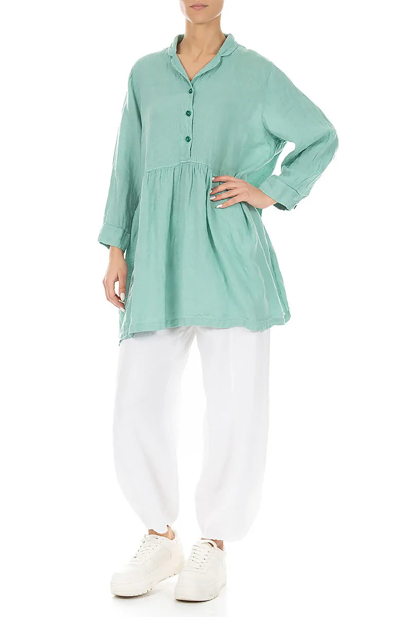 Blouse en lin évasée menthe