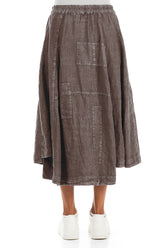 Flared Off-Dye Truffle Linen Skirt 2