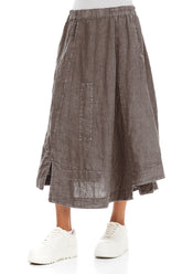 Flared Off-Dye Truffle Linen Skirt 3