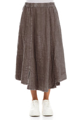 Flared Off-Dye Truffle Linen Skirt 1