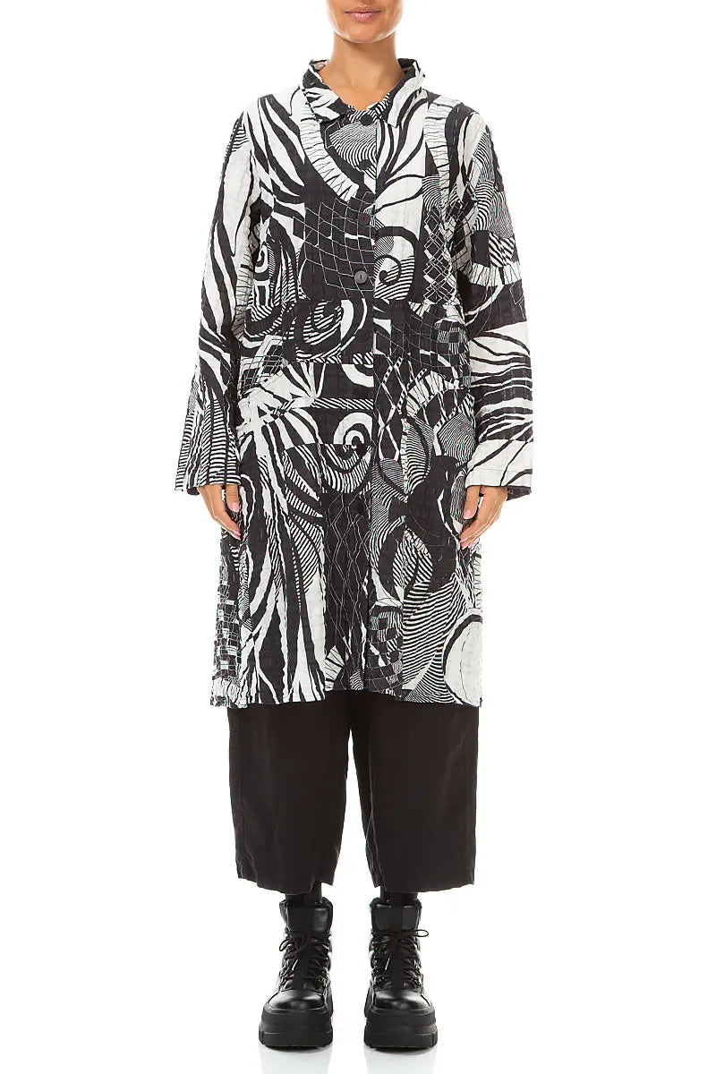 Flared Orbit Checkered Linen Cotton Jacket 1