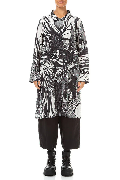 Ausgestellte Jacke aus kariertem Orbit-Leinen und Baumwolle