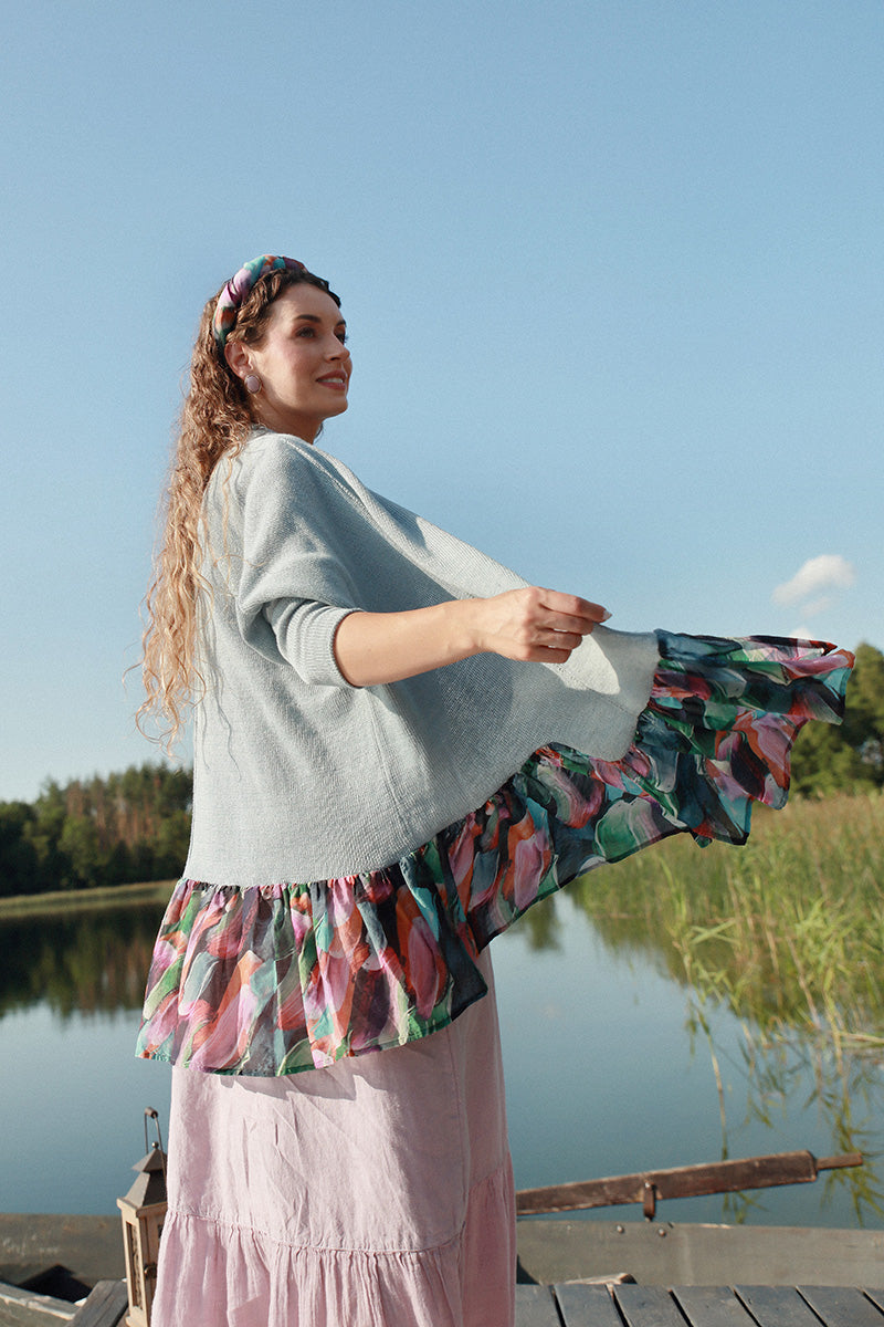 Flared Paint Charm Linen Cardigan 6