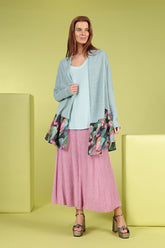 Flared Paint Charm Linen Cardigan 8