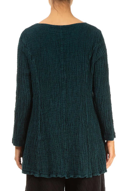 Flared Peacock Textured Linen Tunic