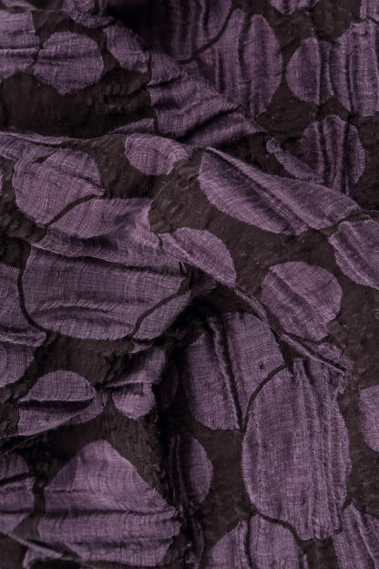 Flared Pockets Crinkled Deep Plum Circle Silk Linen Tunic