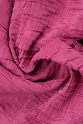 Flared Pockets Crinkled Fuchsia Silk Linen Blouse 5