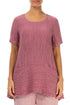 Flared Pockets Crinkled Mauve Taupe Silk Blouse 1