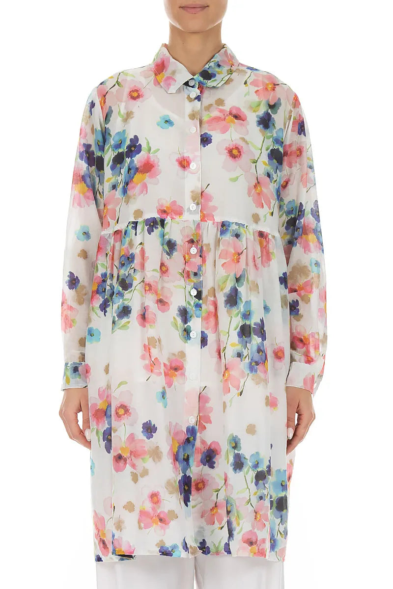 Veste évasée en soie et coton Primevère