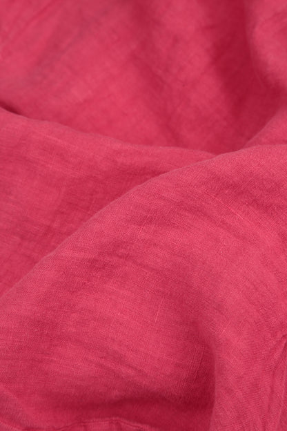 Flared Raspberry Gauze Linen Dress 5