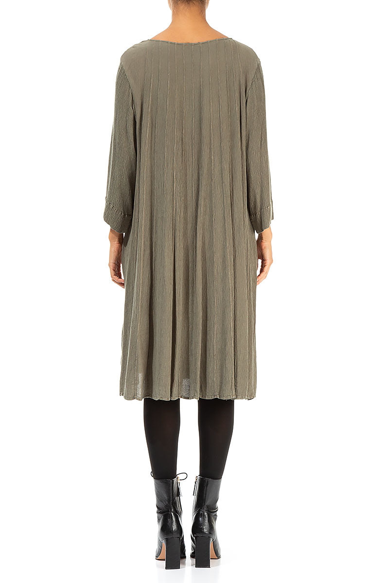 Flared Seams Sage Silk Viscose Dress 2