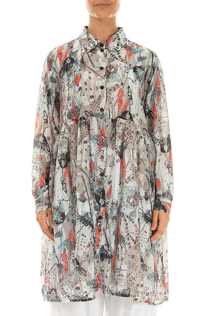 Veste évasée en soie et coton Savannah